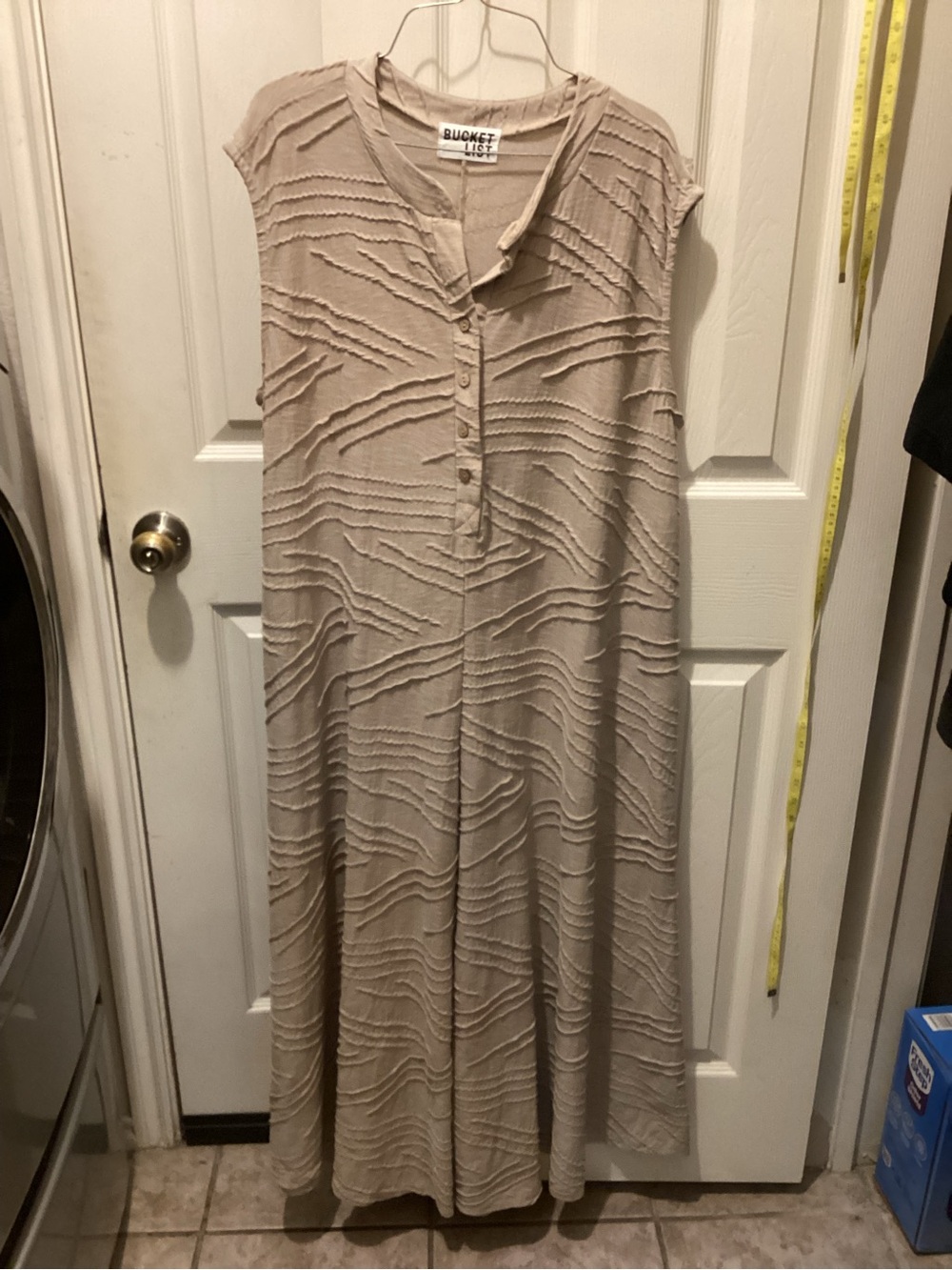 BUCKETLIST Textured Sleeveless Maxi Jumpsuit in Taupe